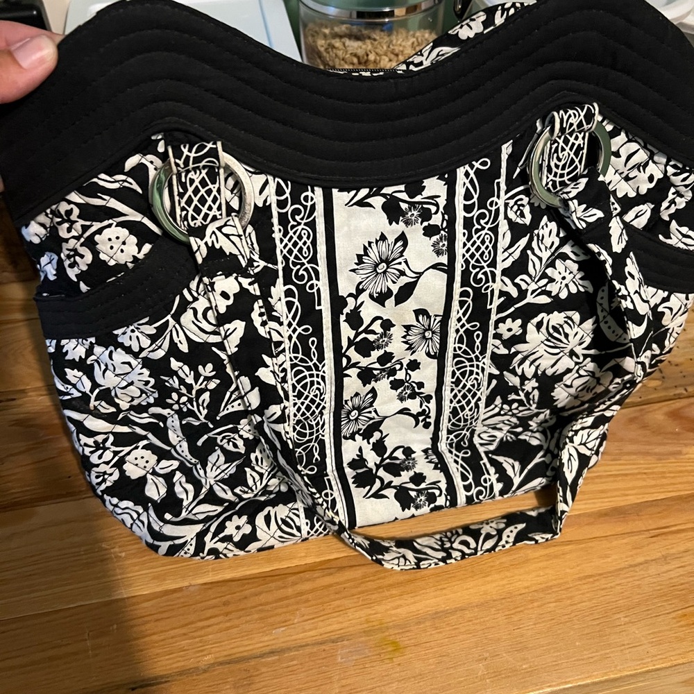 Chic Black and White Floral Tote